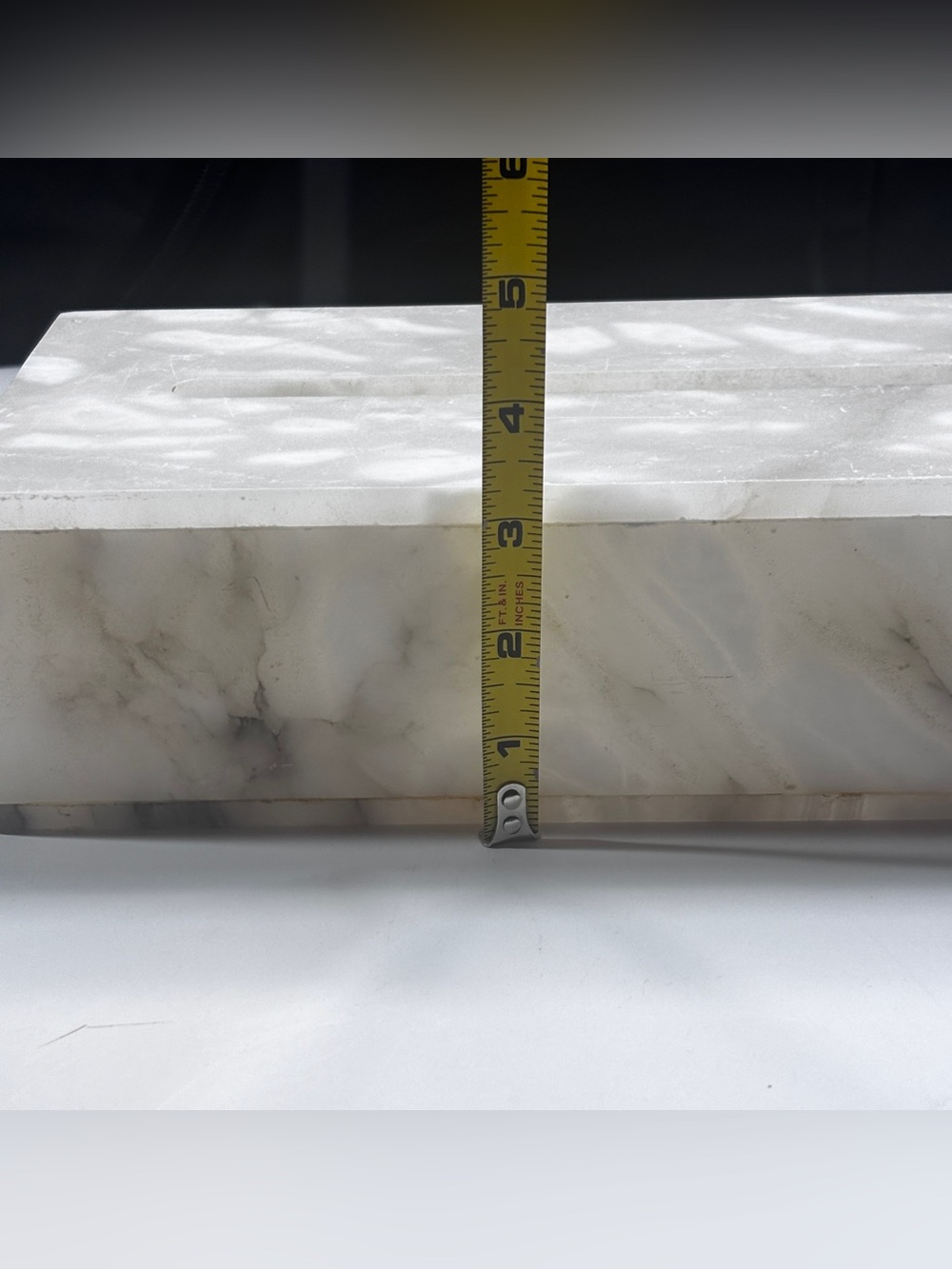 White Alabaster Tissue Box Cover W/lid Rectangular Stone Holder Facial Holder - Picture 11 of 16